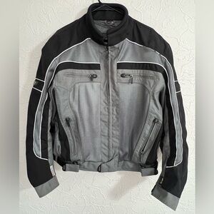 Olympia Moto Sports Motorcycle Jacket & Shell Full Zip Gray Cordura Men's Sz M